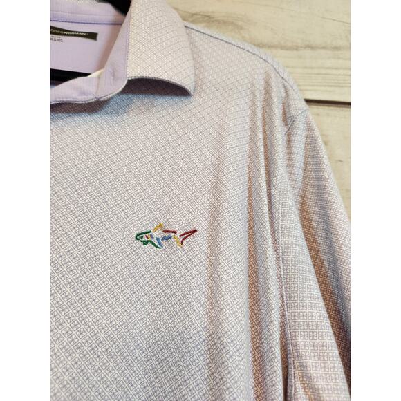 Greg Norman Men's Performance Golf Relaxed Fit Polo Shirt Purple Printed Size XL - Picture 3 of 7